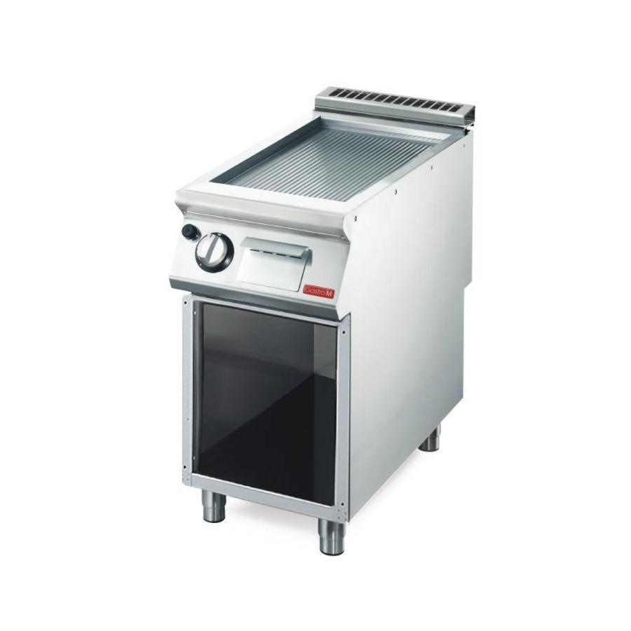 Plaque de cuisson à gaz nervurée avec base | (L) 400 x (P) 700 x (H) 850 mm