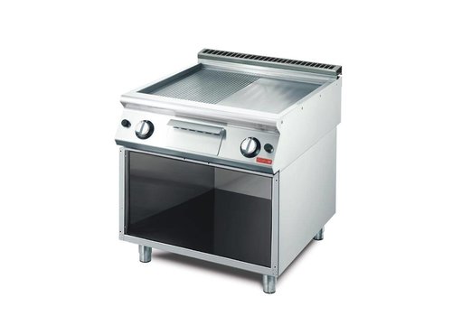  HorecaTraders Gas baking tray 1/2 smooth and 1/2 grooved baking tray | (W) 800 x (D) 700 x (H) 850mm 