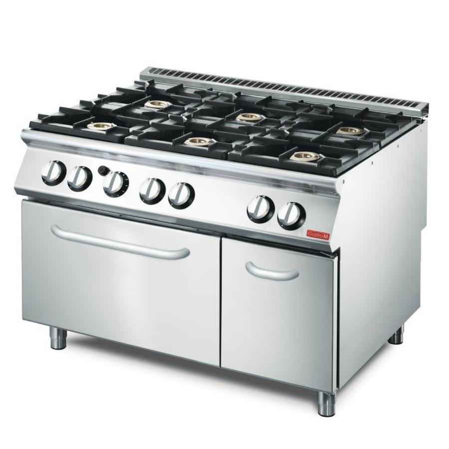 cuisinière à gaz avec 6 brûleurs et four à gaz
