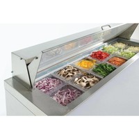 Saladette avec plan de travail et roulettes | 2 portes | 405L