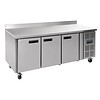 Polar Stainless steel 3-door freezer workbench | with splash rim | 417L