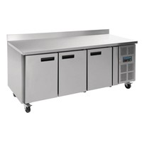 Stainless Steel 3-Door Freezer Workbench | with Splashback | 417L