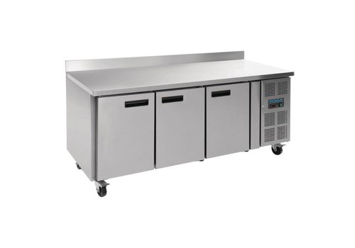  Polar Stainless steel 3-door freezer workbench | with splash rim | 417L 