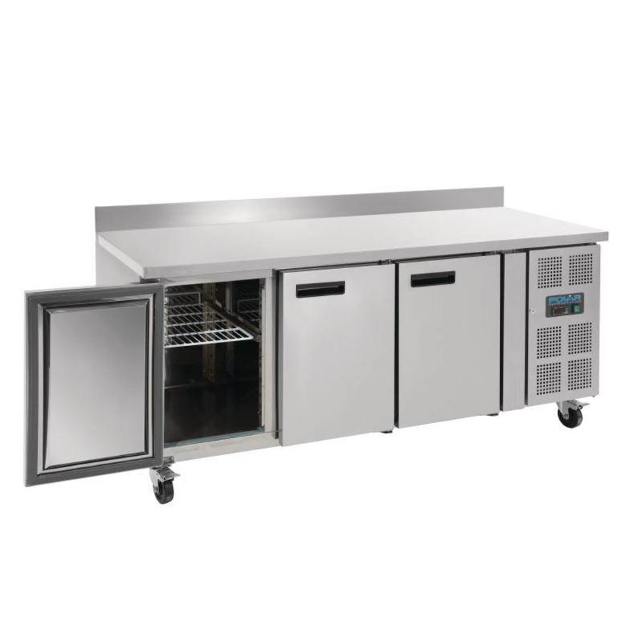 Stainless steel 3-door freezer workbench | with splash rim | 417L