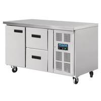 Refrigerated workbench with wheels | 1-door/2 drawers | 228L