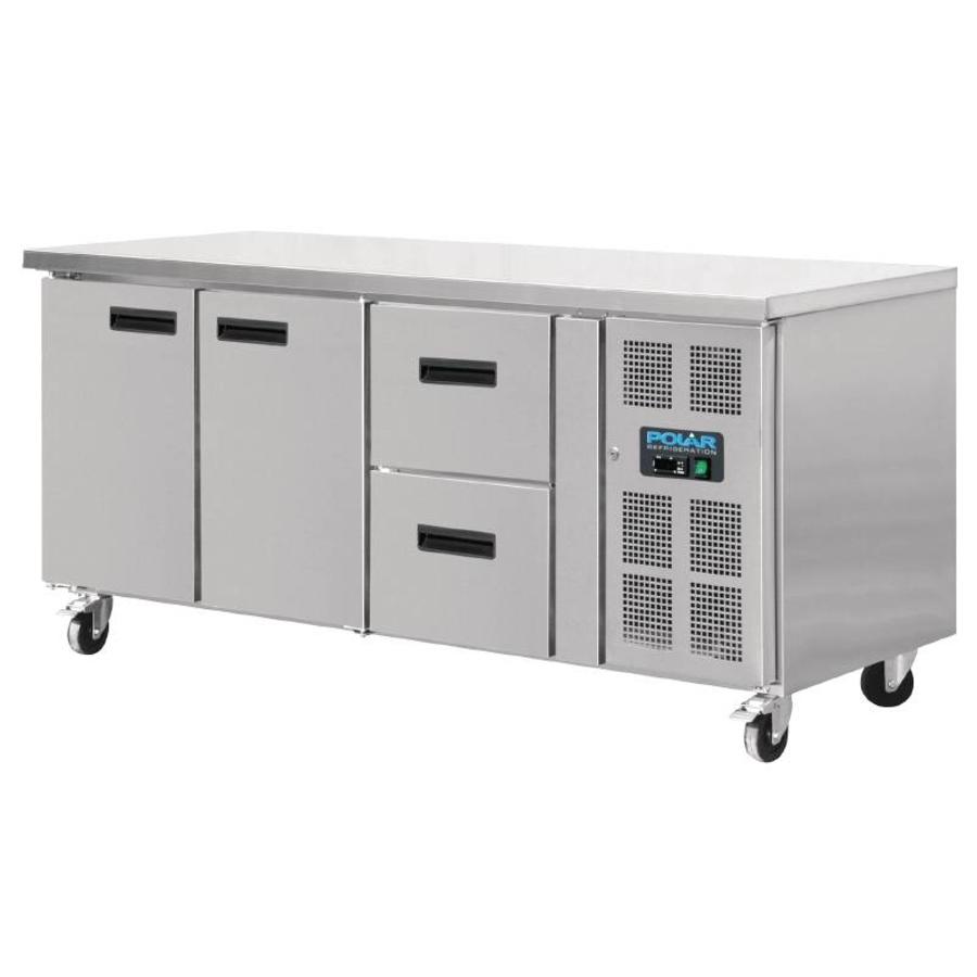 Stainless steel workbench 2 doors / 2 drawers | 86 x 179.5 x 70 cm