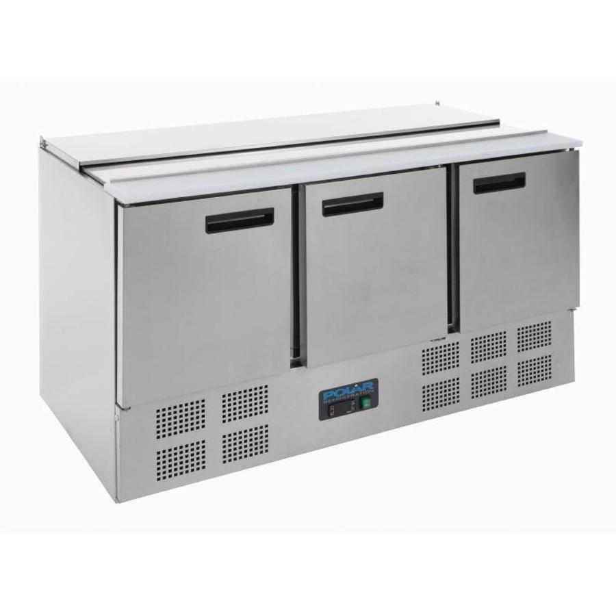 Saladette en acier inoxydable 3 portes 85x137x70 cm | 4 x 1/1 GN