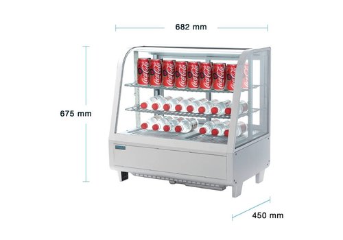  Polar Gekoelde witte tafelvitrine 100 Liter 