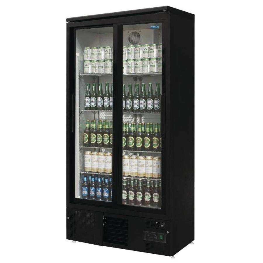 présentoir de bar avec doubles portes coulissantes