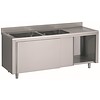 Stainless steel sink with sliding doors | 160x60x90cm