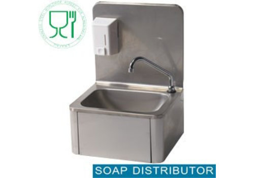 HorecaTraders Lavabo en acier inoxydable avec commande au genou et distributeur de savon 