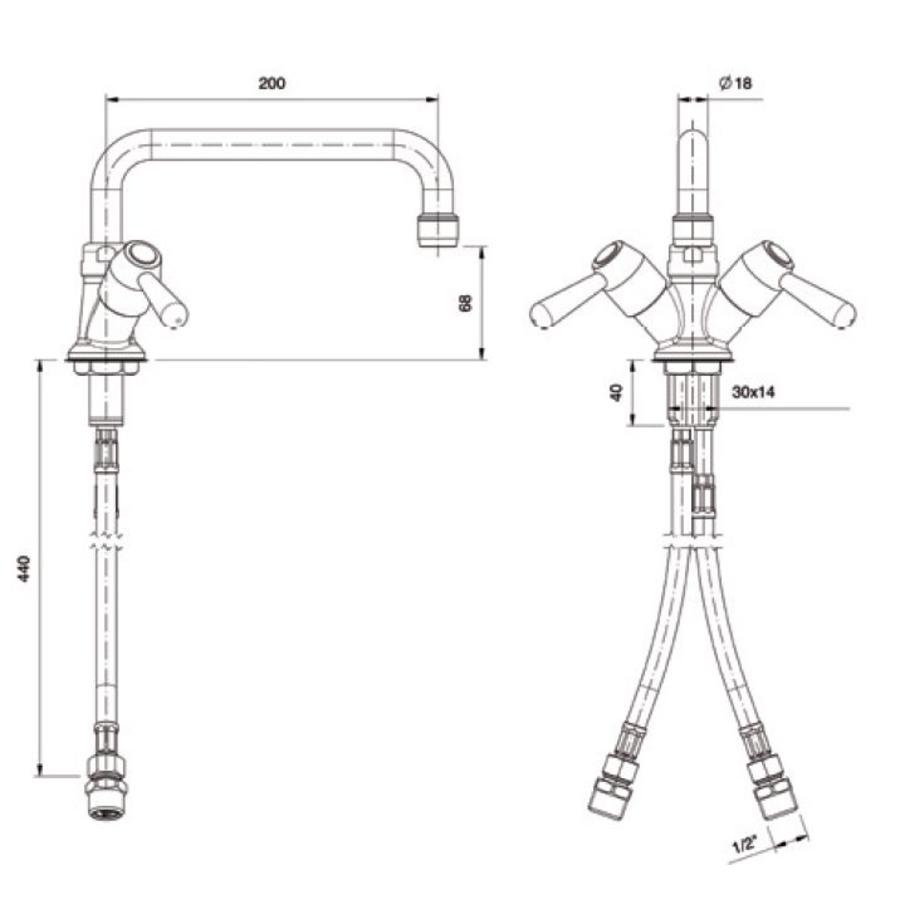Robinet mitigeur à commande quart de tour | 2 leviers