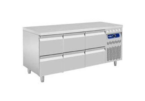  HorecaTraders Koelwerkbank - 6 laden - 175,5x70x(h)85/90cm 