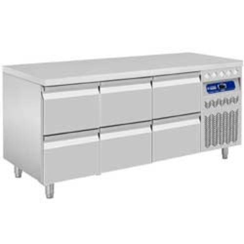  HorecaTraders Koelwerkbank - 6 laden - 175,5x70x(h)85/90cm 