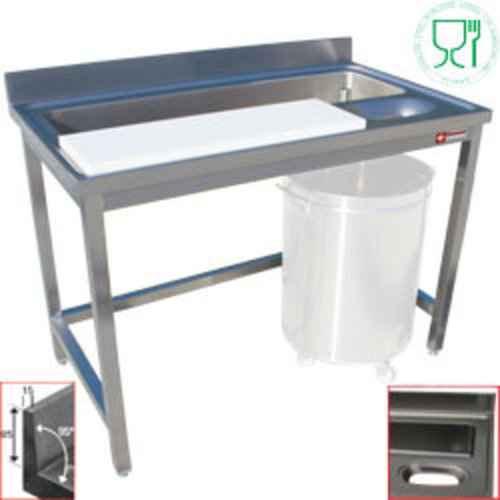  HorecaTraders Stainless Steel Sink with Workspace | 120x70x88 cm 