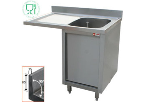  HorecaTraders Sink with 1 Tub | Cupboard with revolving door | 140x70x88cm 