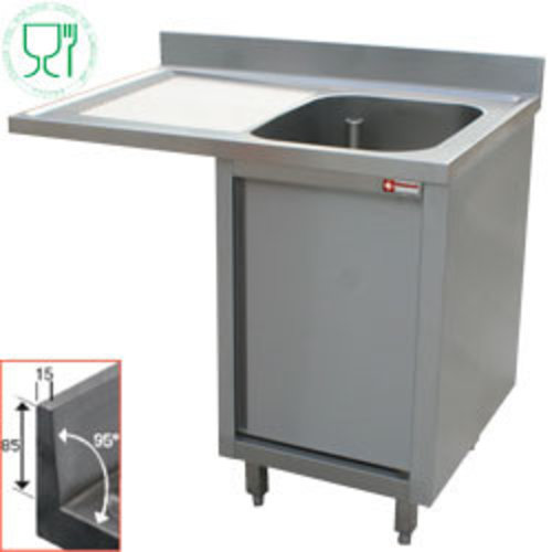  HorecaTraders Sink with 1 Tub | Cupboard with revolving door | 140x70x88cm 