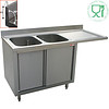 HorecaTraders Stainless Steel Sink | 2 Tubs Left | 160x70x88cm