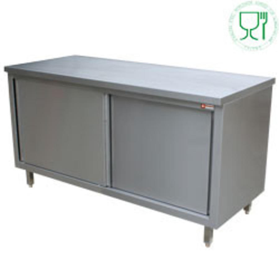 Table de travail en acier inoxydable avec portes coulissantes | 3 formats