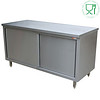 HorecaTraders Table de travail en acier inoxydable avec porte coulissante | (H)70cm