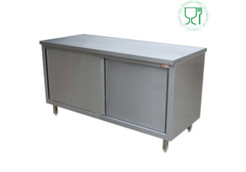  HorecaTraders Table de travail en acier inoxydable avec porte coulissante | (H)70cm 