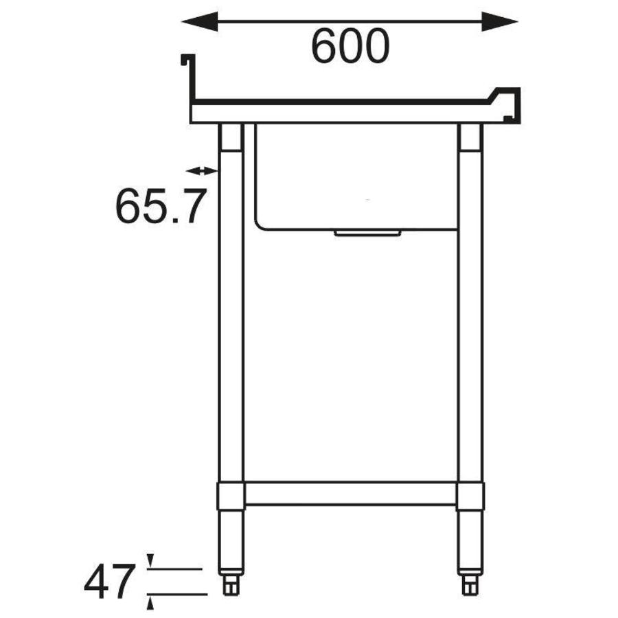 Spoeltafel RVS | Spoelbak Rechts | 100x60x90 cm