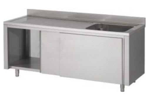  HorecaTraders Stainless steel sink with sliding doors | 120x60x90 cm 