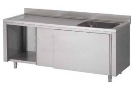  HorecaTraders Edelstahlspüle mit Unterschrank | 140x60x90 cm 