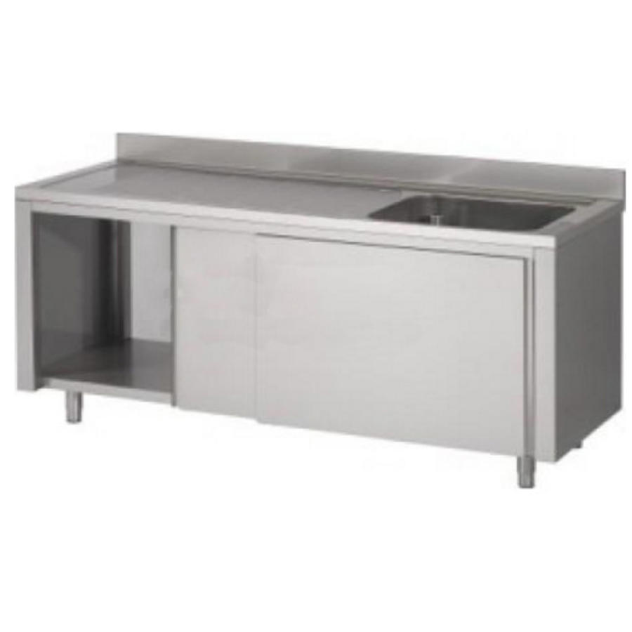 Stainless steel sink with base cabinet | 140x60x90 cm