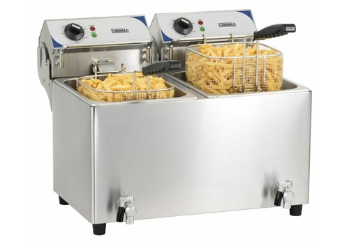  Casselin Elektro-Fritteuse mit Ablasshahn | 2 x 7 Liter 