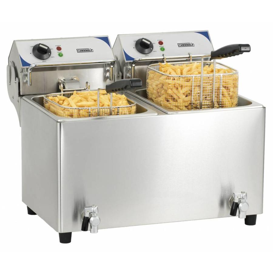 Electric fryer with drain valve | 2 x 7 litres
