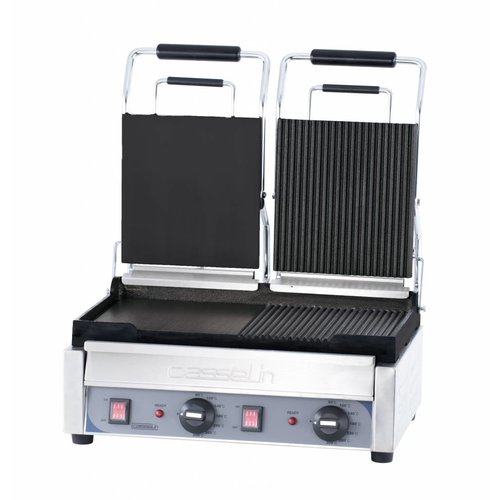  Casselin Dubbele Contact Grill Glad/Geribbeld | 490 x 520mm 