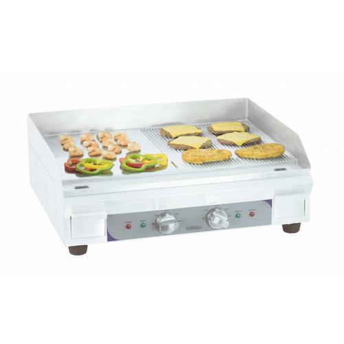  Casselin Elektrische Grillplatte | Glatt geriffelt | 2 x 30x40cm 