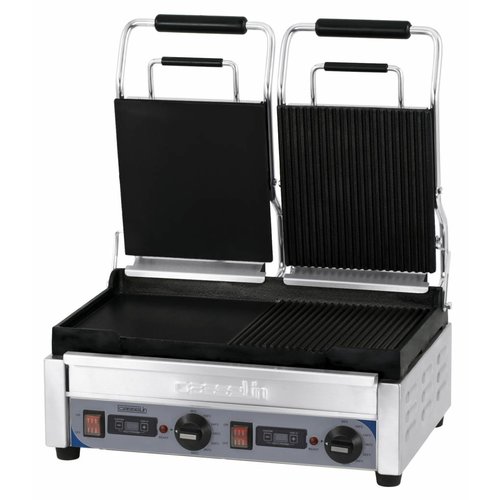  Casselin Double Stainless Steel Contact Panini Grill | Smooth/grooved 