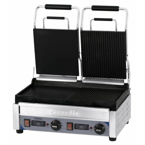  Casselin Gril à panini double contact en acier inoxydable | Lisse / rainuré 
