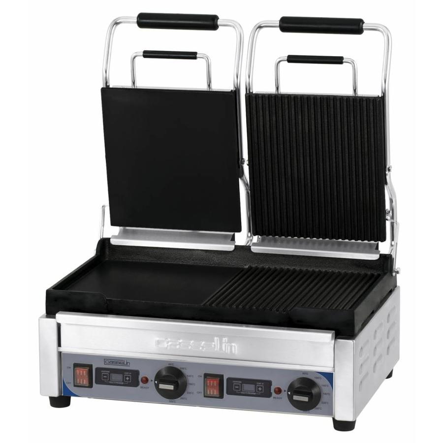 Double Stainless Steel Contact Panini Grill | Smooth/grooved