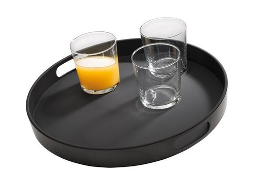  HorecaTraders Serving tray Round Black with anti-slip Ø35 cm 