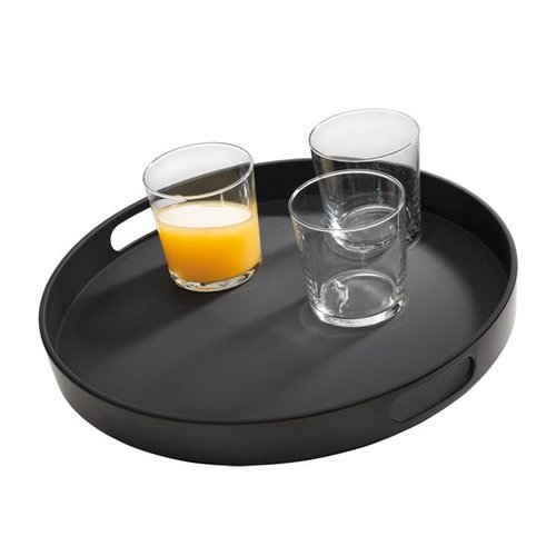  HorecaTraders Serviertablett rund schwarz mit Antirutsch Ø35 cm 