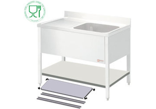  HorecaTraders Étagère en acier inoxydable pour évier | 120x60x40cm 