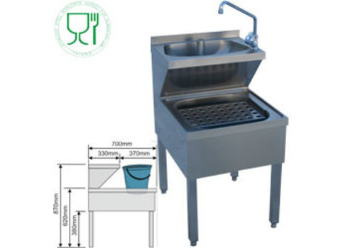 HorecaTraders Combined stainless steel sink with base 