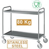 HorecaTraders Sturdy Serving Trolley 80KG per tray | 3 Dimensions