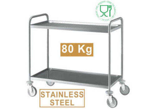  HorecaTraders Sturdy Serving Trolley 80KG per tray | 3 Dimensions 