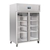 Polar Glacière industrielle portable | 6 pieds réglables | 2 portes vitrées | acier inoxydable | 1200 litres