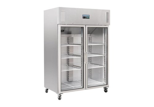  Polar Glacière industrielle portable | 6 grilles réglables | 2 portes vitrées | acier inoxydable | 1200 litres 