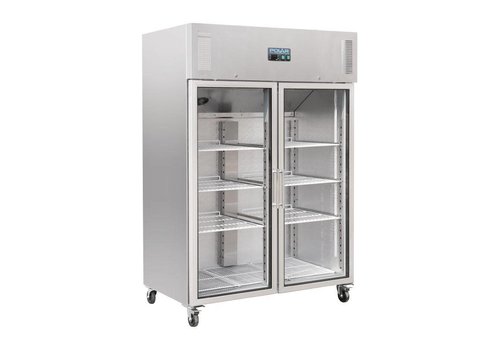  Polar Portable commercial cooler | 6 adjustable grids | 2 glass doors | stainless steel | 1200 litres 