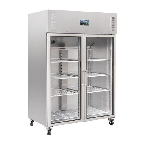  Polar Glacière industrielle portable | 6 grilles réglables | 2 portes vitrées | acier inoxydable | 1200 litres 