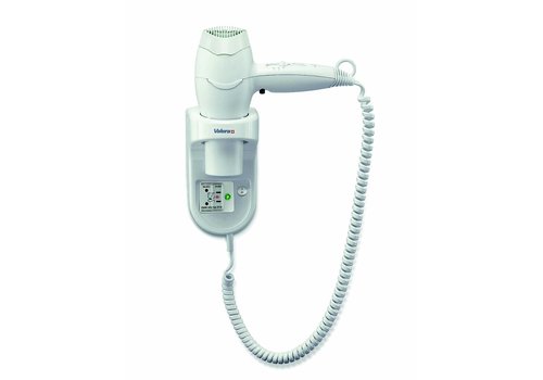  HorecaTraders Sèche-cheveux mural blanc avec cordon spiralé blanc 