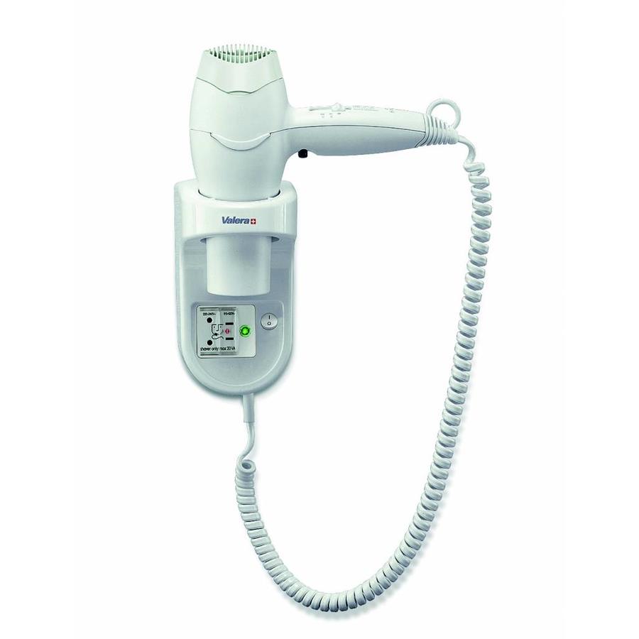 Wall-mounted hairdryer white with white spiral cord