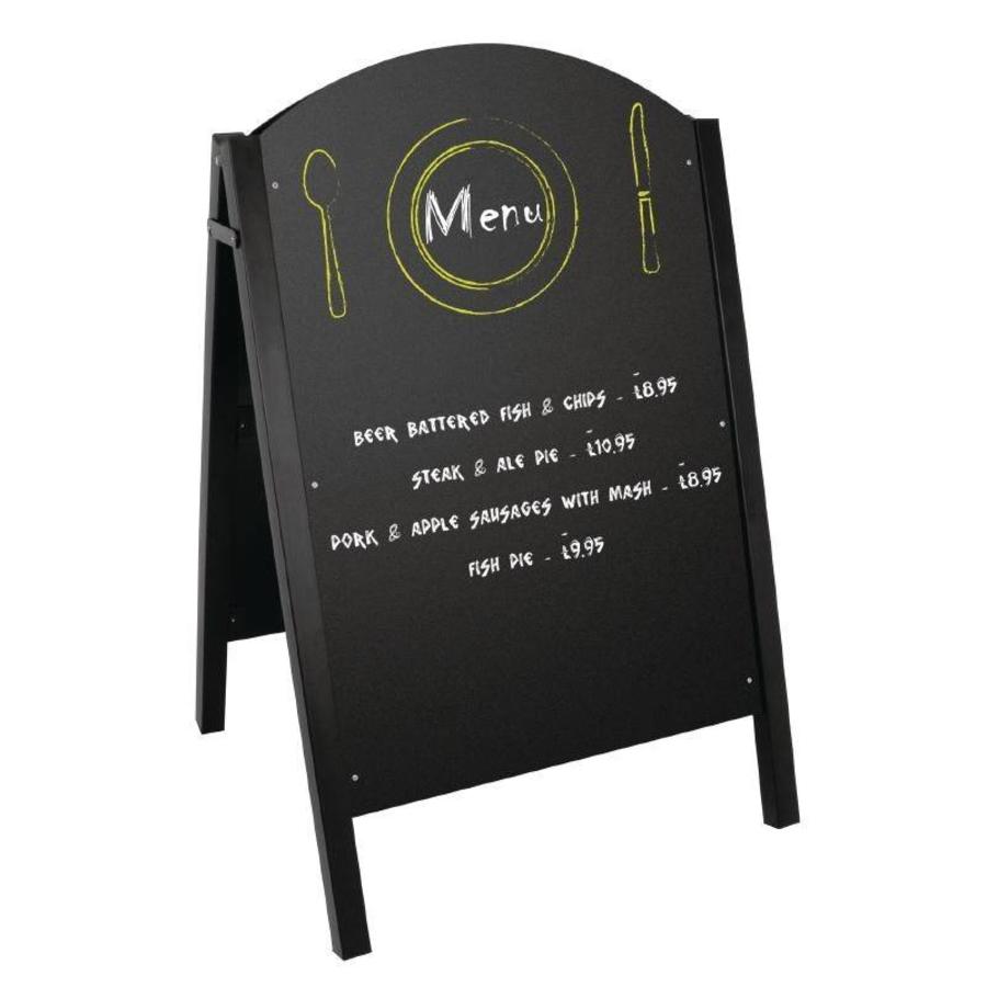 Panneau de trottoir noir avec cadre en métal | 66x67x(H)103cm