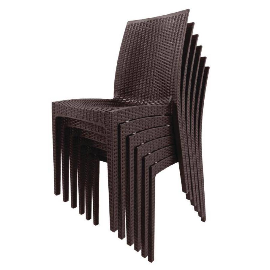 Chaise en plastique marron | Sans accoudoir 4 pièces